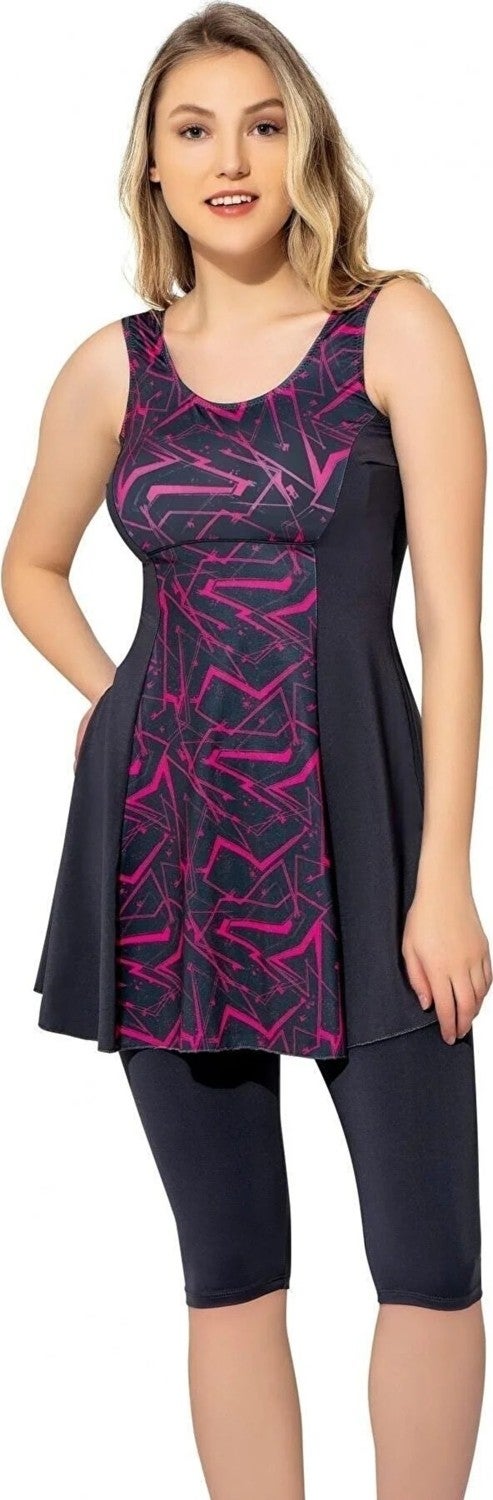 Swana Women's Patterned Piece Tights Dress Swimsuit  - Image 3