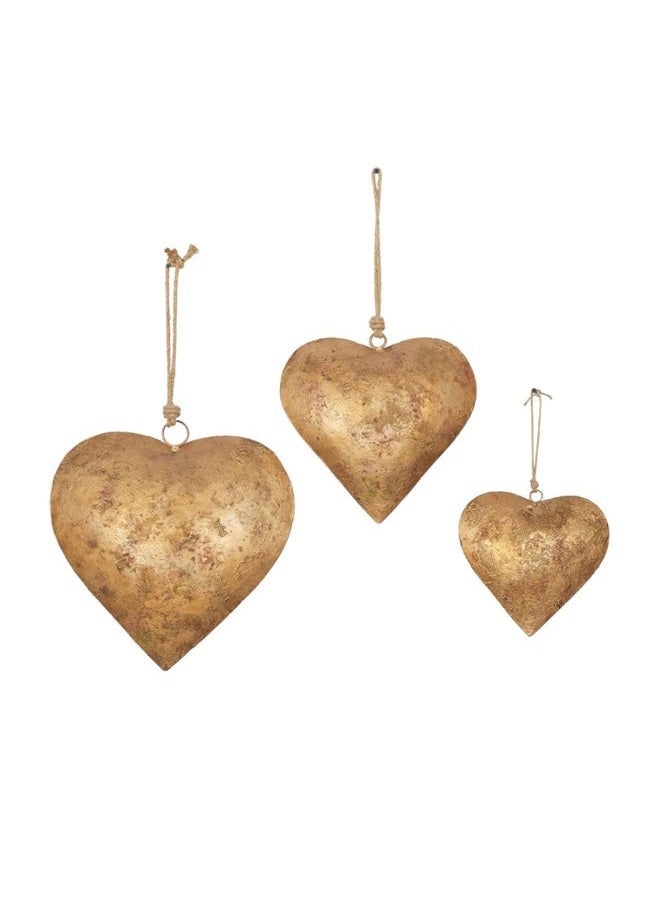 THOR INSTRUMENTS Antique Style Hangings Heart-Shaped Iron Ornament with Golden Antique Finish, 3D Sign with Hanging Love Symbol with Golden Finish and Heart Bell, Wall Art for Home Indoor Outdoor - Image 2