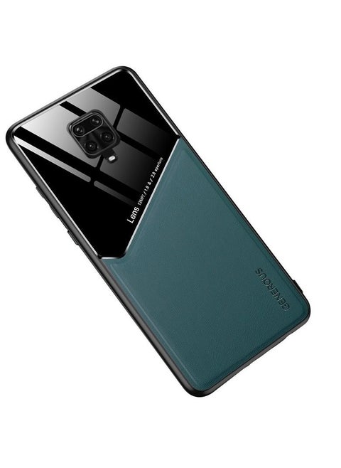 Case Leather Texture Car Magnetic Phone Cover For Xiaomi Redmi Note 9s/Note 9 Pro _Green