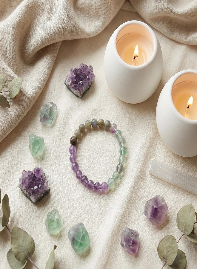 Bivei Healing Prayers Bracelet, Strength Crystal Healing Bracelet 8MM with Amethyst & Fluorite & Labradorite - Spiritual Stretch Beaded Jewelry for Women Men Gift - Image 2