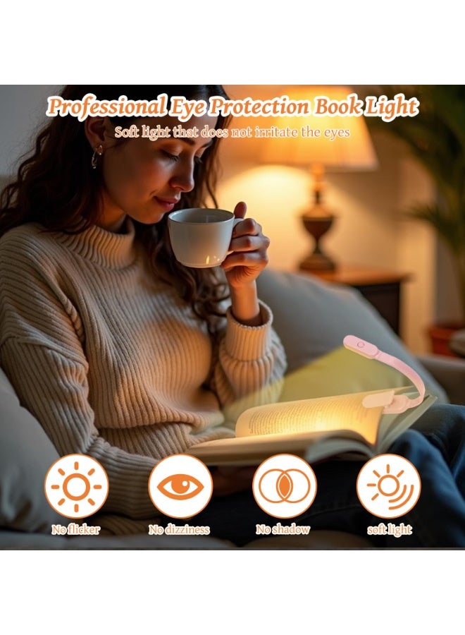 ناكسي فلاي ضوء للكتب، أضواء للقراءة للكتب في السرير، مصباح قراءة LED قابل للتثبيت مع 3 أوضاع ألوان وتعتيم سلس، مصباح كتاب محمول وخفيف الوزن يعمل ببطاريات AAA لفترة تشغيل طويلة للسفر والمكتب (وردي) - Image 3