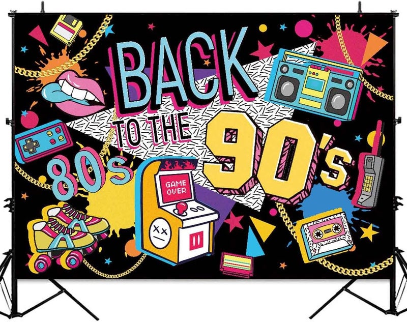 Sensfun Back to The 80s 90s Backdrop Hip Hop Graffitti I Love The 80's 90's Photo Backdrops for Adults Birthday Party Decoration Retro Disco Music Rock Themed Party Photoshoot Background 7x5ft - Image 2