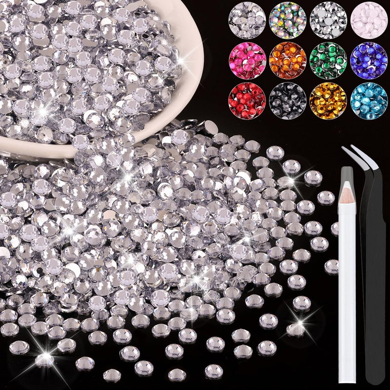 BELLEBOOST 4000PCS 4mm Resin Rhinestones in Bulk (Clear), Bedazzling Flatback Crystals for Crafts DIY Nail Decoration, Gems Charms for Tumbler Shoes Clothing Fabric with Pickup Pen and Tweezers - Image 1