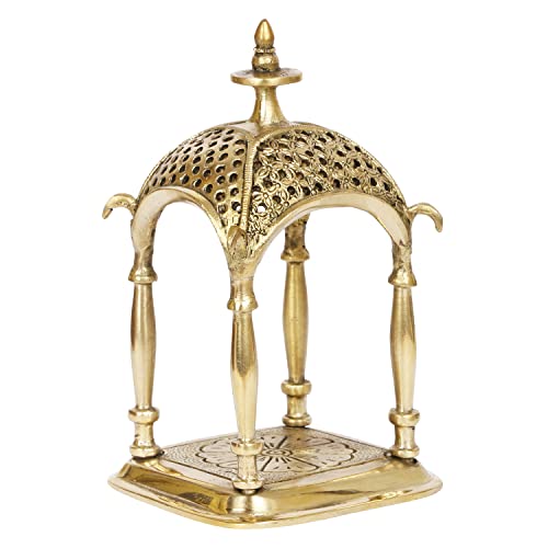 ARTVARKO Brass Handmade Beautiful Small Temple/Pooja Mandir Office & Home Décor 7 Inch - Image 3