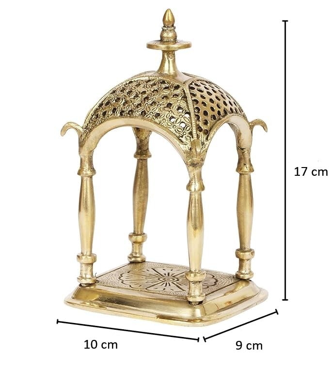 ARTVARKO Brass Handmade Beautiful Small Temple/Pooja Mandir Office & Home Décor 7 Inch - Image 2