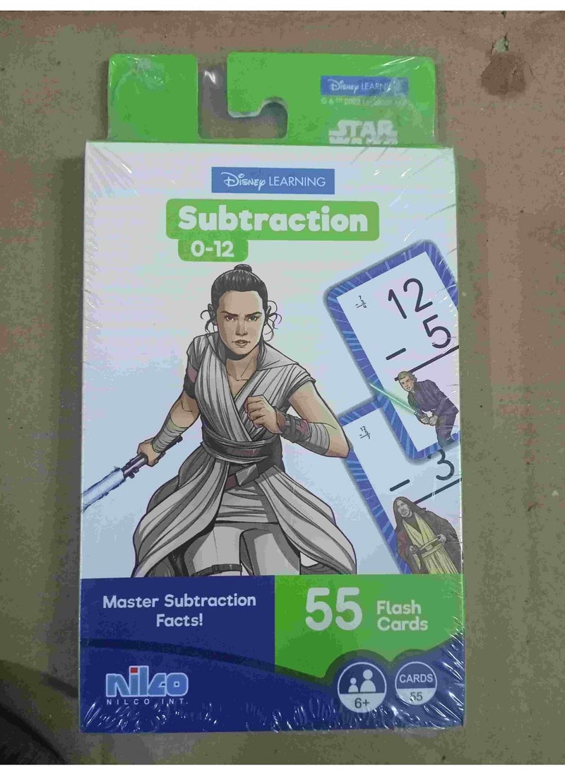 Disney Star Wars Subtraction Flash Cards for Kids Aged 6+ - 55 Cards, 0-12 Subtraction Facts