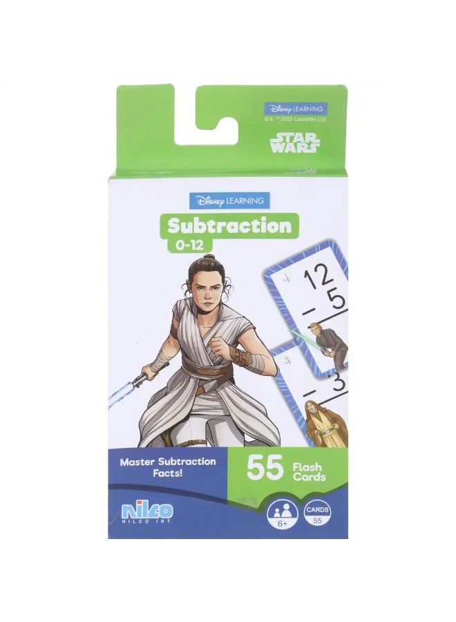 بطاقات تعليمية لطرح حرب النجوم من ديزني للأطفال من عمر 6 سنوات فما فوق - 55 بطاقة، حقائق الطرح من 0 إلى 12 - Image 4