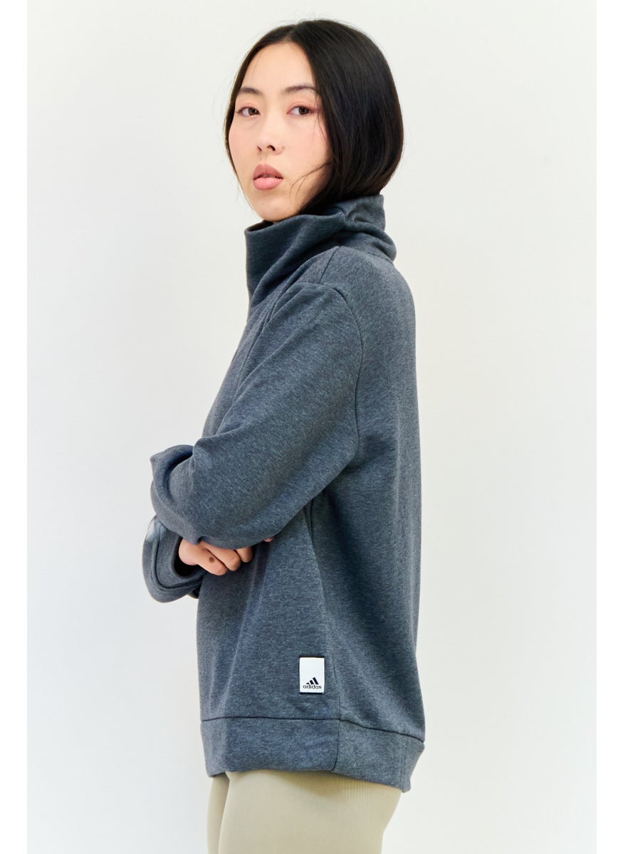 Adidas Women Sportswear Fit Long Sleeve Outdoor Sweatshirt, Dark grey  - Image 3