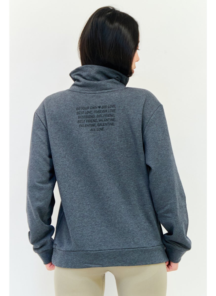 Adidas Women Sportswear Fit Long Sleeve Outdoor Sweatshirt, Dark grey  - Image 2