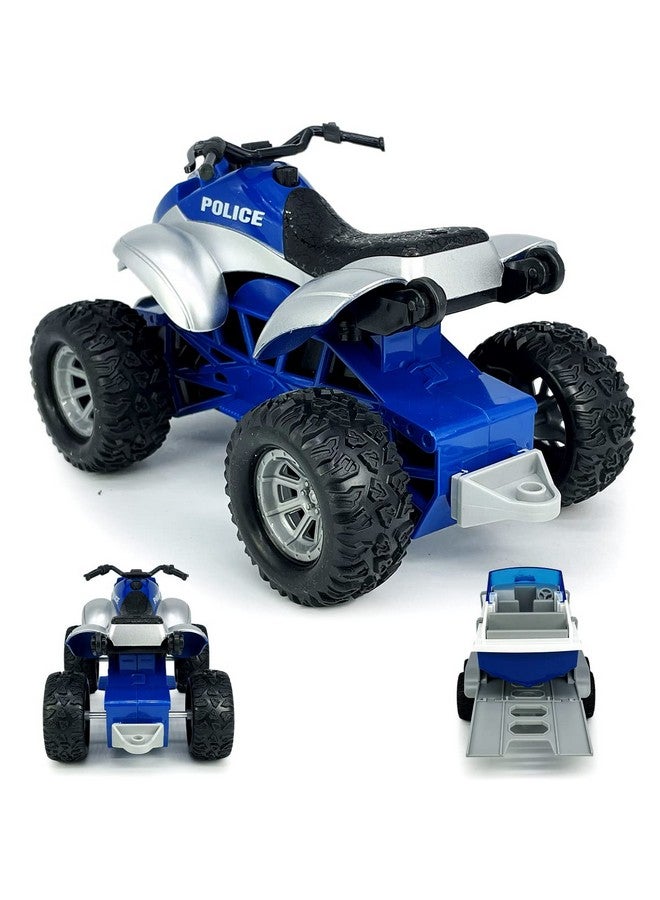 VIIGER Large Atv Toy With Trailer Speedboat Tow Truck Flatbed Transport Police Motorcycle Toy Vehicle 2 In 1 Playset Light Sound Toys Trucks For Boys 3 4 5 6 7 Years Old Kids Toddlers Birthday Gifts Blue - Image 5