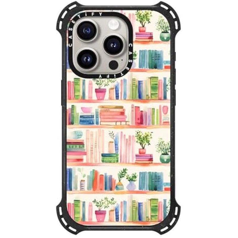 Casetify Bounce iPhone 15 Pro Case 【6X Military Grade Drop Tested / 21.3ft Drop Protection/Compatible with Magsafe】 - Book Lovers - Triple Black - Image 1