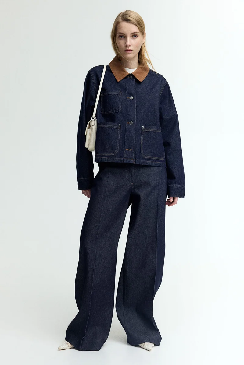 اتش اند ام جاكيت دنيم بقبة من قماش كوردوري