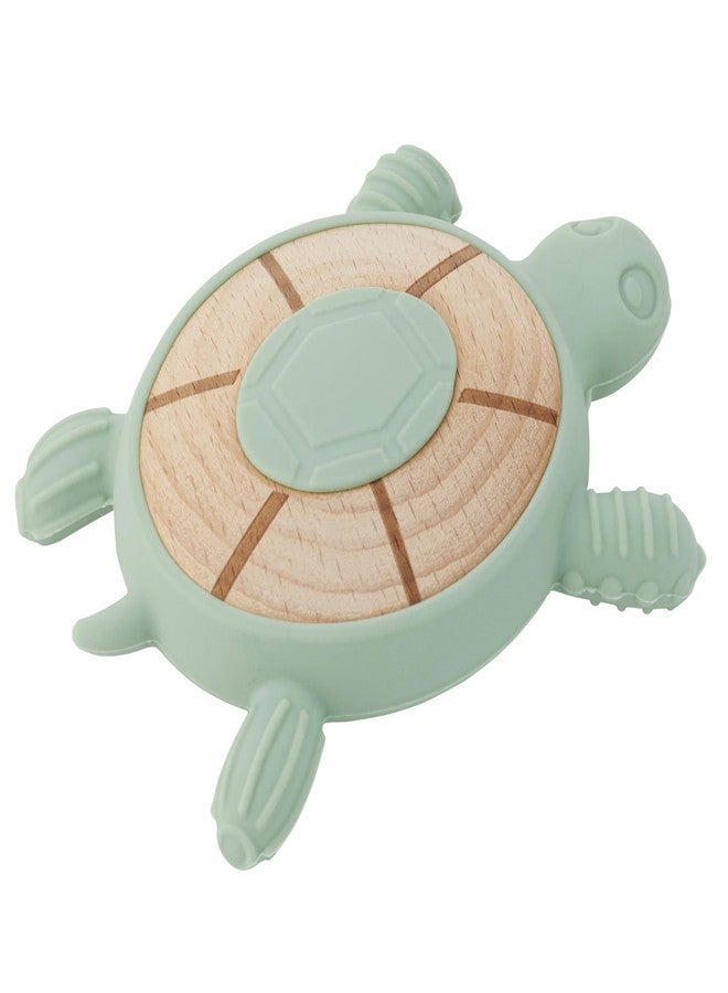 TickiT عضاضة السلحفاة سيليسوفت من تيكيت | لعبة عضاضة حسية من السيليكون والخشب للأطفال | تهدئ اللثة وتدعم التطور - Image 1