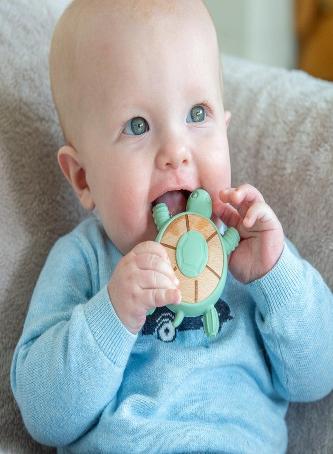 TickiT عضاضة السلحفاة سيليسوفت من تيكيت | لعبة عضاضة حسية من السيليكون والخشب للأطفال | تهدئ اللثة وتدعم التطور - Image 2