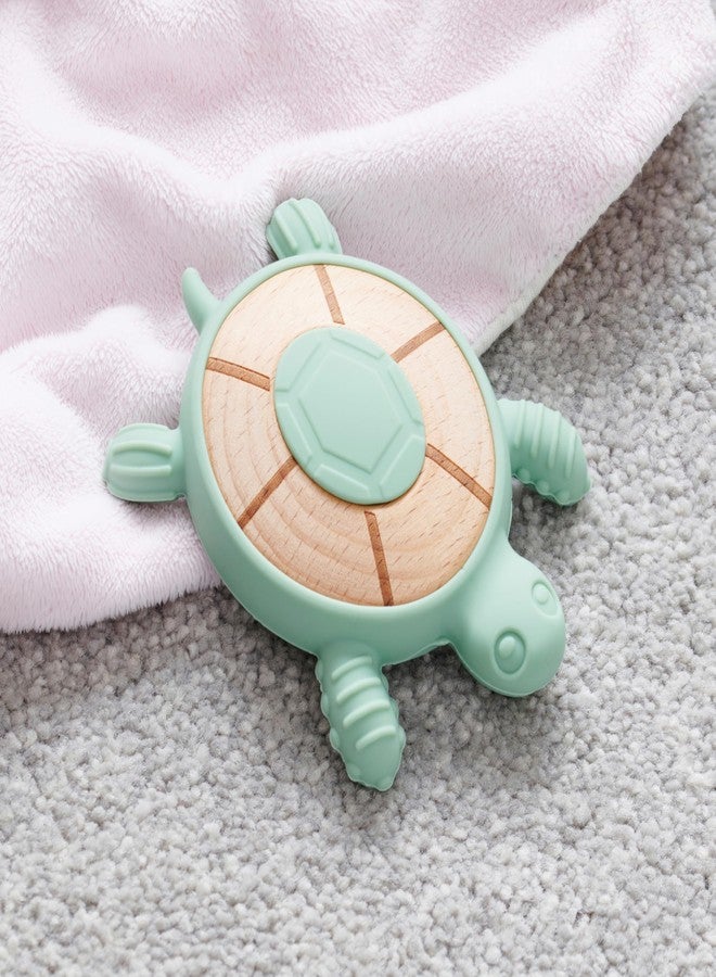 TickiT عضاضة السلحفاة سيليسوفت من تيكيت | لعبة عضاضة حسية من السيليكون والخشب للأطفال | تهدئ اللثة وتدعم التطور - Image 3