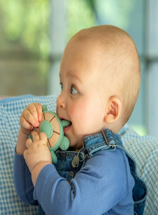 TickiT عضاضة السلحفاة سيليسوفت من تيكيت | لعبة عضاضة حسية من السيليكون والخشب للأطفال | تهدئ اللثة وتدعم التطور - Image 4