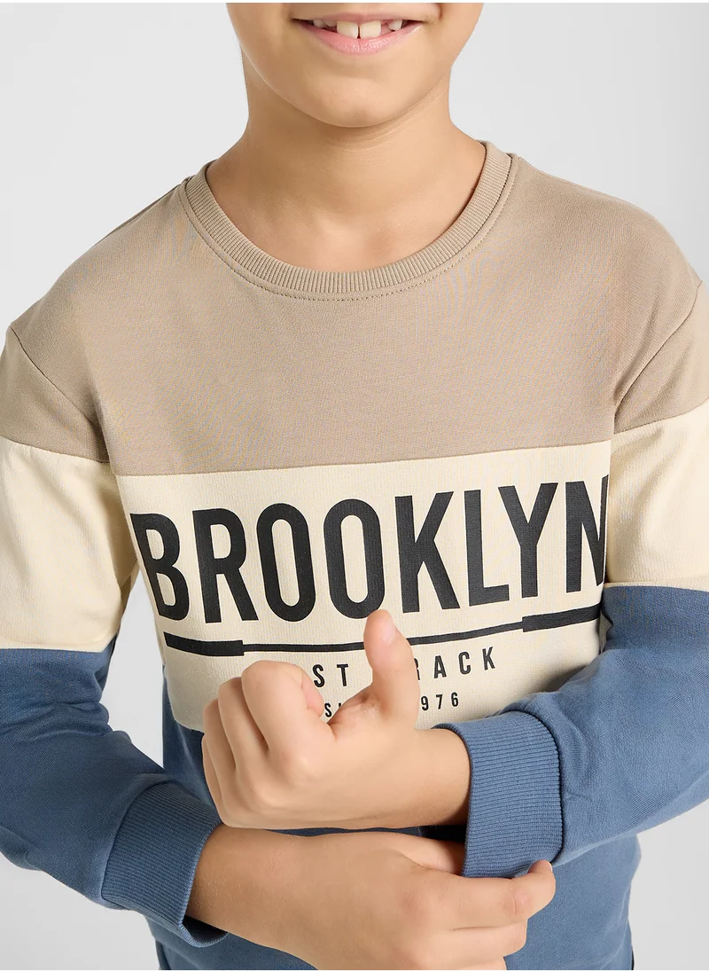 NAME IT Kids Color Block Graphic Sweatshirt