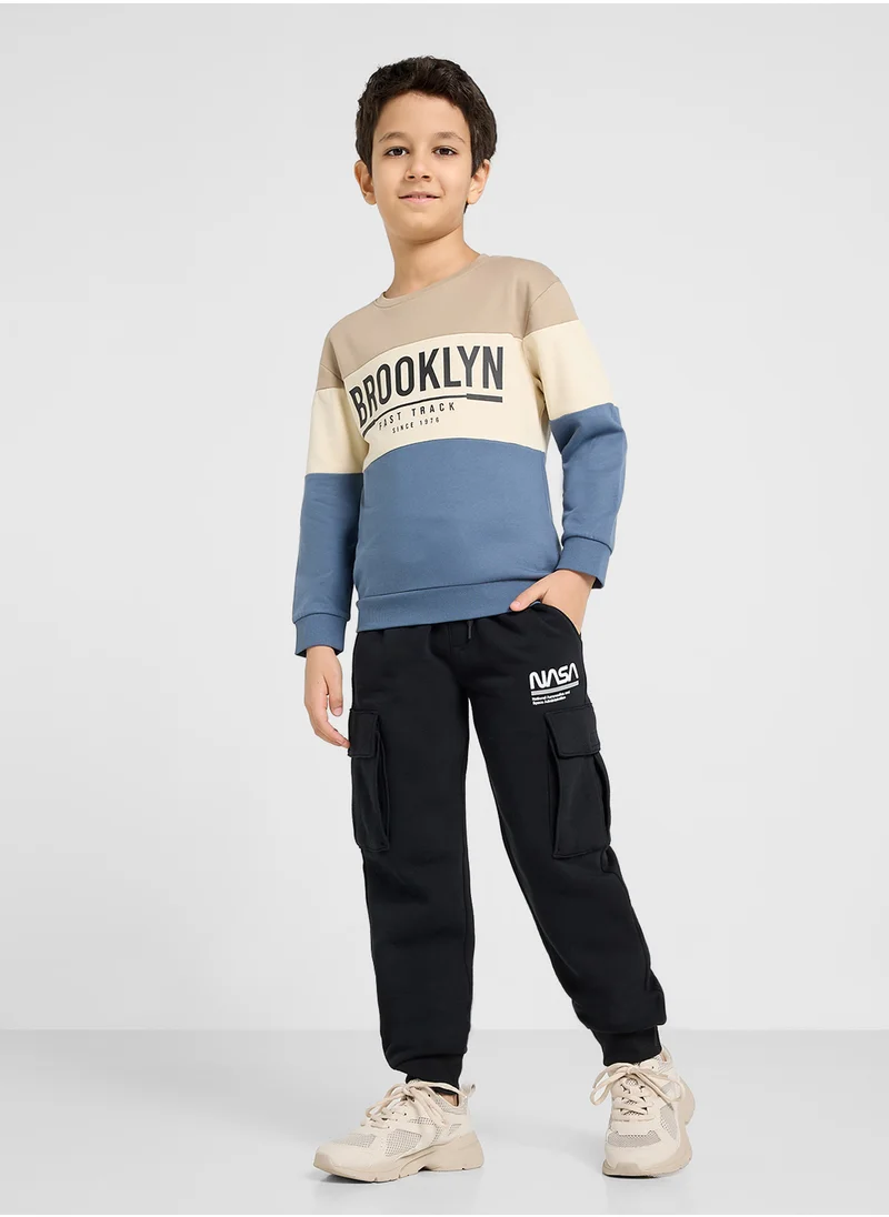 NAME IT Kids Color Block Graphic Sweatshirt