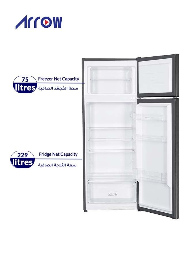 Arrow 311 Liters Double Door Refrigerator 11 Cubic Feet, No Frost, Adjustable Legs, Safety Lock, Low Noise, Energy Saving, Glass Shelf, Interior Lamp & Silent & Energy-Efficient Compressor (2 Years Product And 7 Years Compressor Warranty) - Image 5
