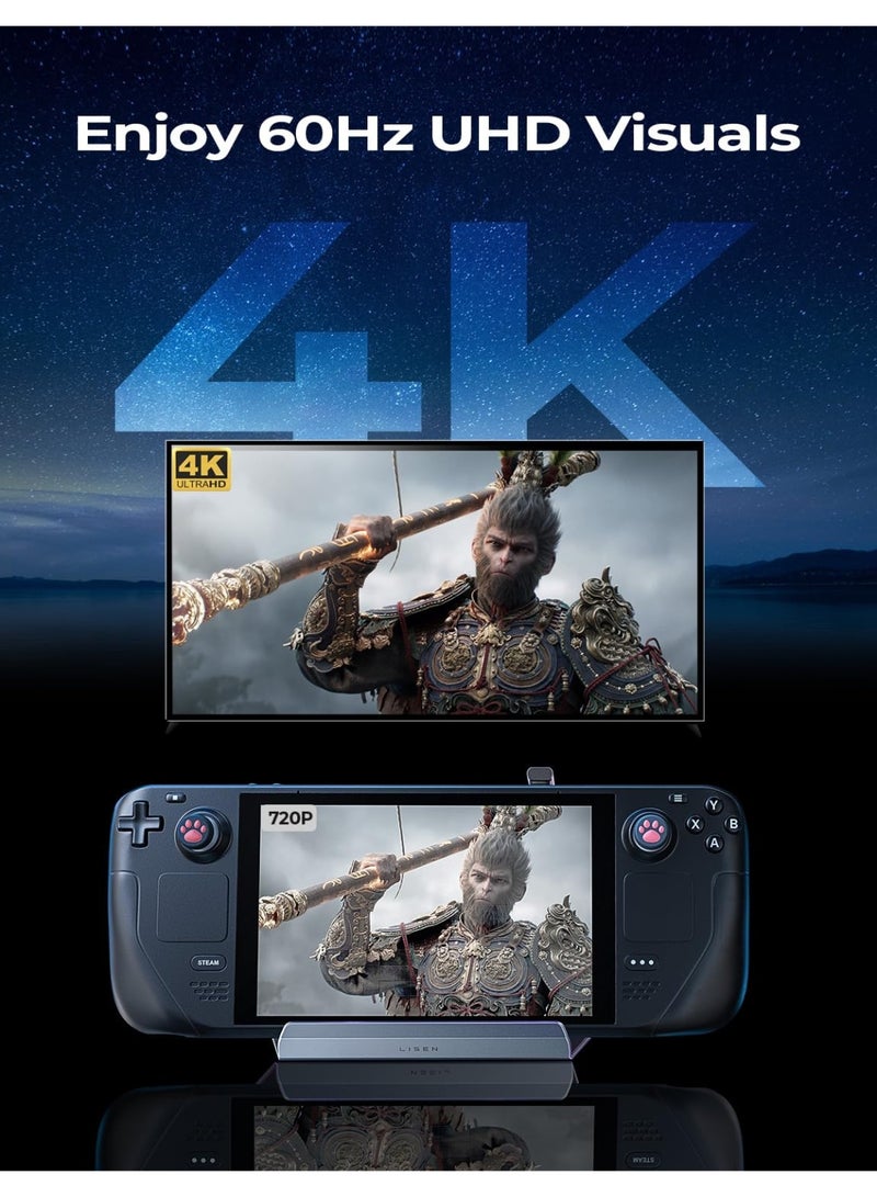 قاعدة توسعة 10 في 1 لجهاز Steam Deck OLED وROG Ally X وLegion Go، مزودة بـ HDMI بدقة 4K، ومروحتين تبريد، ومنفذ شحن PD بقوة 100 واط، وإيثرنت جيجابت، و5 منافذ USB، ومحور USB-C لأجهزة الألعاب المحمولة  - Image 3
