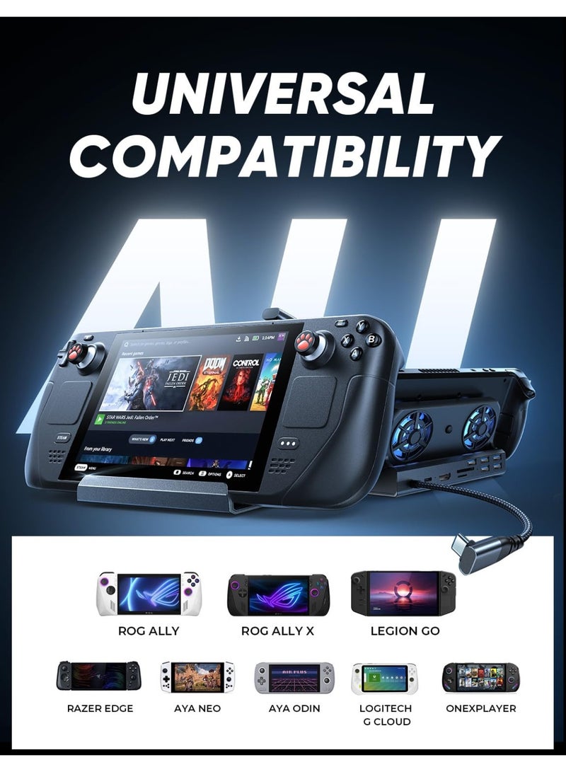 قاعدة توسعة 10 في 1 لجهاز Steam Deck OLED وROG Ally X وLegion Go، مزودة بـ HDMI بدقة 4K، ومروحتين تبريد، ومنفذ شحن PD بقوة 100 واط، وإيثرنت جيجابت، و5 منافذ USB، ومحور USB-C لأجهزة الألعاب المحمولة  - Image 2