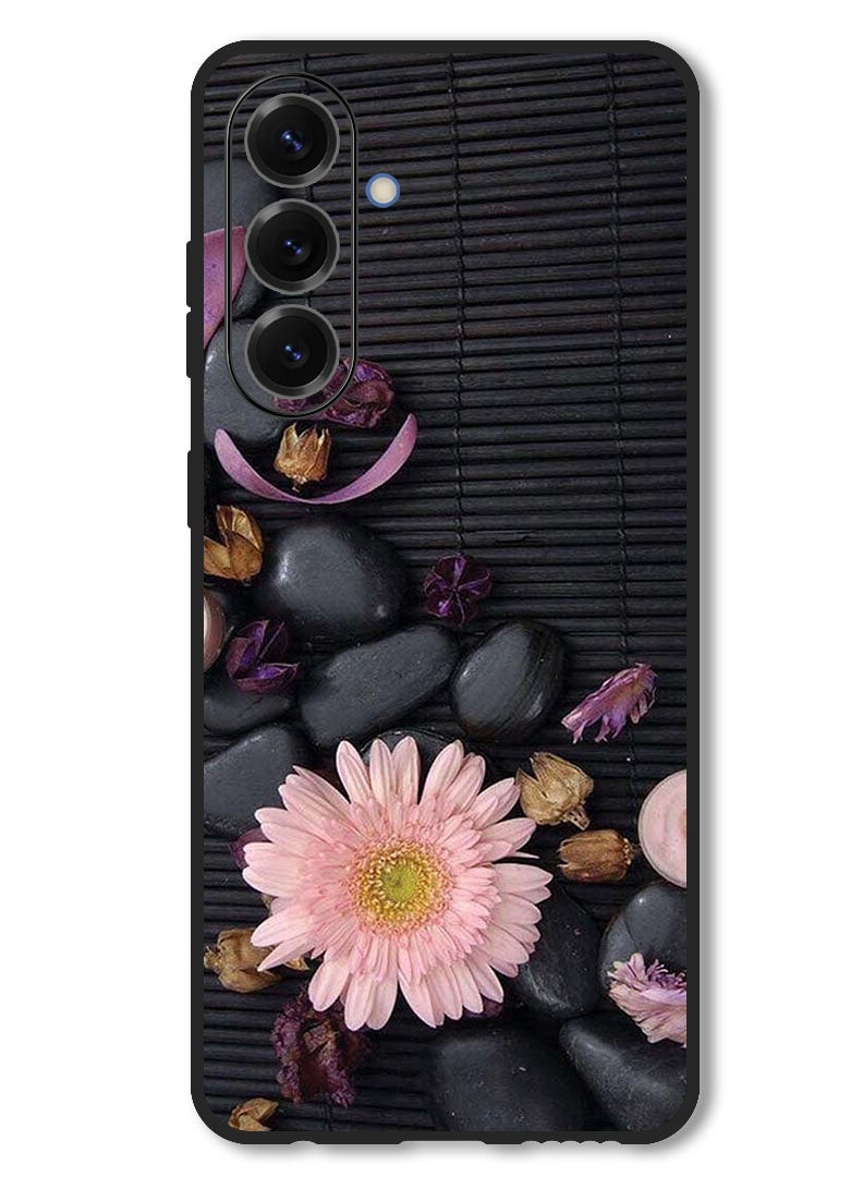 Theodor Case Compatible with Samsung Galaxy M56 6.74 Inch Protection Shockproof Bumper Cover Flowers & Stones - Image 1