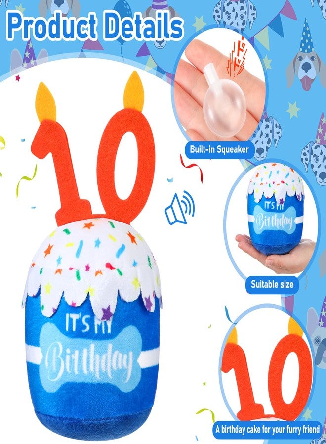 لعبة كعكة عيد ميلاد الكلاب من دانسيديزي، هدايا للبنات والأولاد، لعبة قطيفة تصدر صوتاً عند الضغط عليها، مناسبة لتزيين حفلات أعياد ميلاد الكلاب الكبيرة والمتوسطة والصغيرة (العاشرة، أزرق) - Image 2