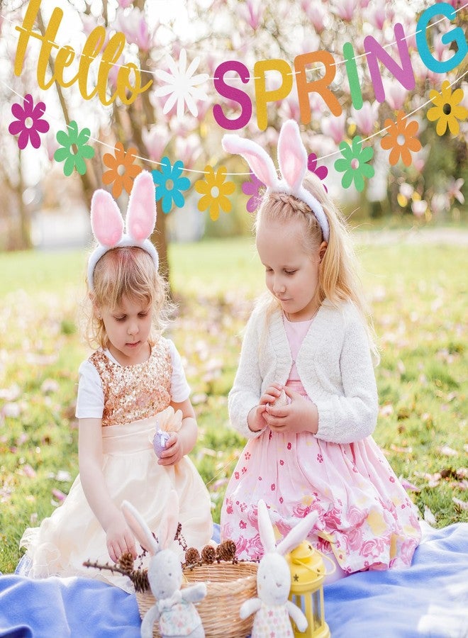 Adecortalk لافتة Adecortalk Hello Spring بألوان زاهية لامعة من زهور الأقحوان، لافتة الربيع، إكليل زهور الربيع، زينة حفلات عيد الفصح للجدار، رف الموقد، الفناء، المنزل، الداخلي، الخارجي - Image 5