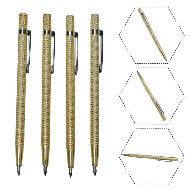 6 Inch Gold Carbide Glass Cutter Metal Tile Scriber Diamond Tip Engraving Pen 4 Pack - Image 3
