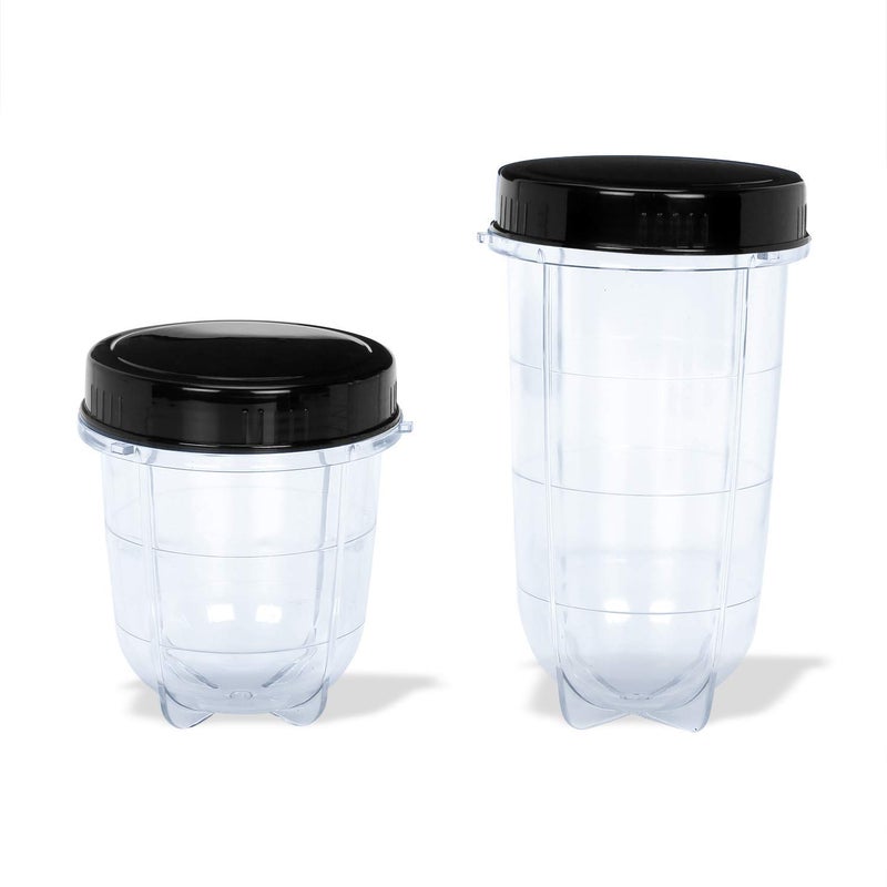 Jarking Bullet Jar for Mixer Grinder Set of 2 530 ML 350 ML and Milkshake Jar ABS Transparent Plastic Mixer Juicer Jar Black MA08 - Image 3