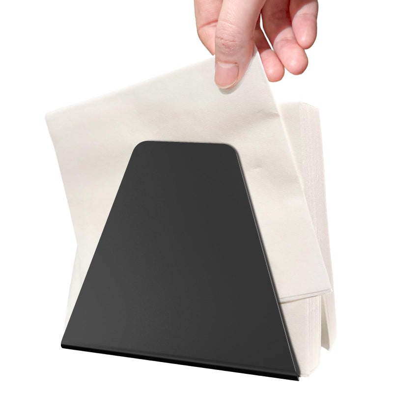 Fudontte Compact Black Metal Dispenser Self-Adjusting Napkin Holder for Standard Paper Napkins, Sturdy Design Ideal for Kitchen Countertops, Dining Tables & Breakfast Bars - Image 1