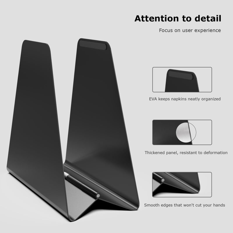 Fudontte Compact Black Metal Dispenser Self-Adjusting Napkin Holder for Standard Paper Napkins, Sturdy Design Ideal for Kitchen Countertops, Dining Tables & Breakfast Bars - Image 3