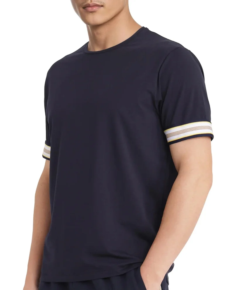 Rare Rabbit Men's Relaxed Fit Tape Detailed Sleeve T-Shirt