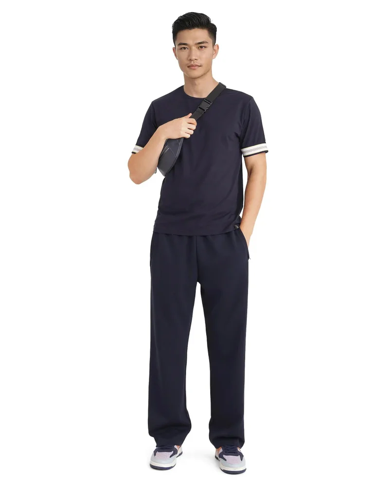 Rare Rabbit Men's Relaxed Fit Tape Detailed Sleeve T-Shirt