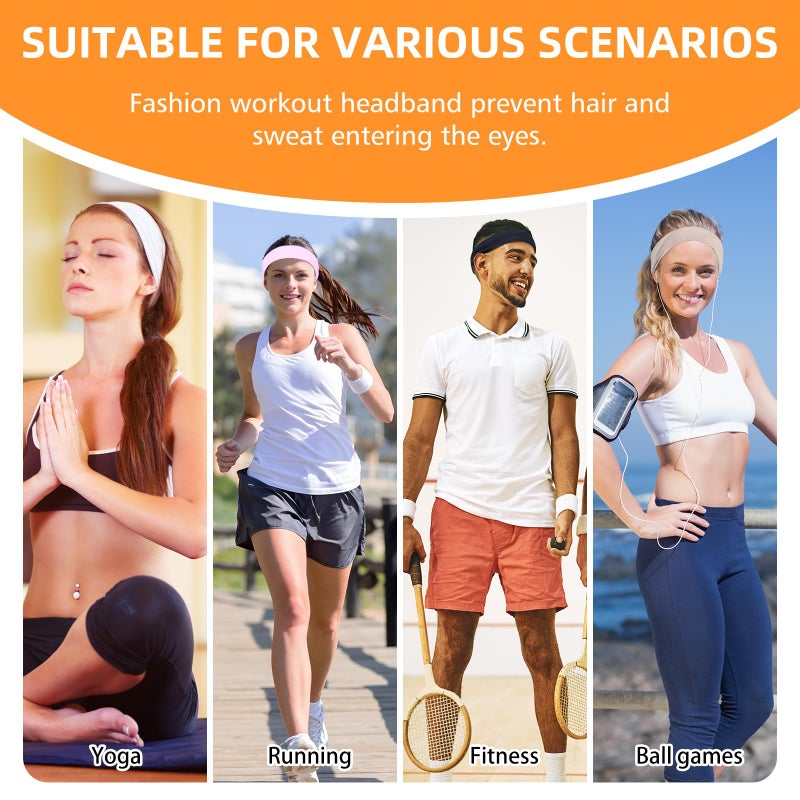 VANRUID Headbands for Women 8PCS [Summer-Exclusive Headband], Non Slip Sports Headband Elastic Soft Running Fashion Headband Absorb Sweat Headbands for Men for Women for Working Out, Travel - Image 5