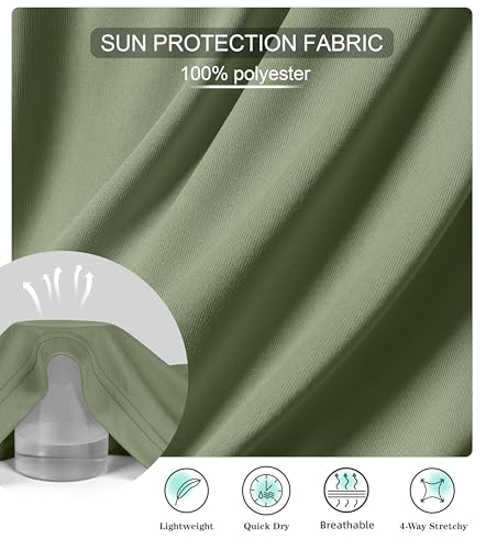 Pudolla Men's Sun Protection Hoodie UPF 50+ Fishing Hiking Shirt UV Shirts with Mask for Men Long Sleeve Lightweight(Olive Medium) - Image 5