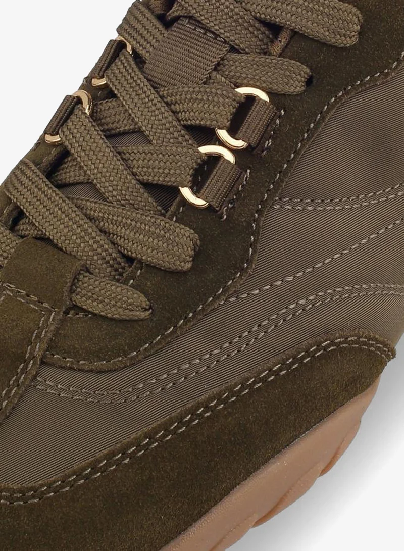 Celeste KHAKI Women Panelled Lace-Up Ankle Sneakers for Women | Best Price UAE