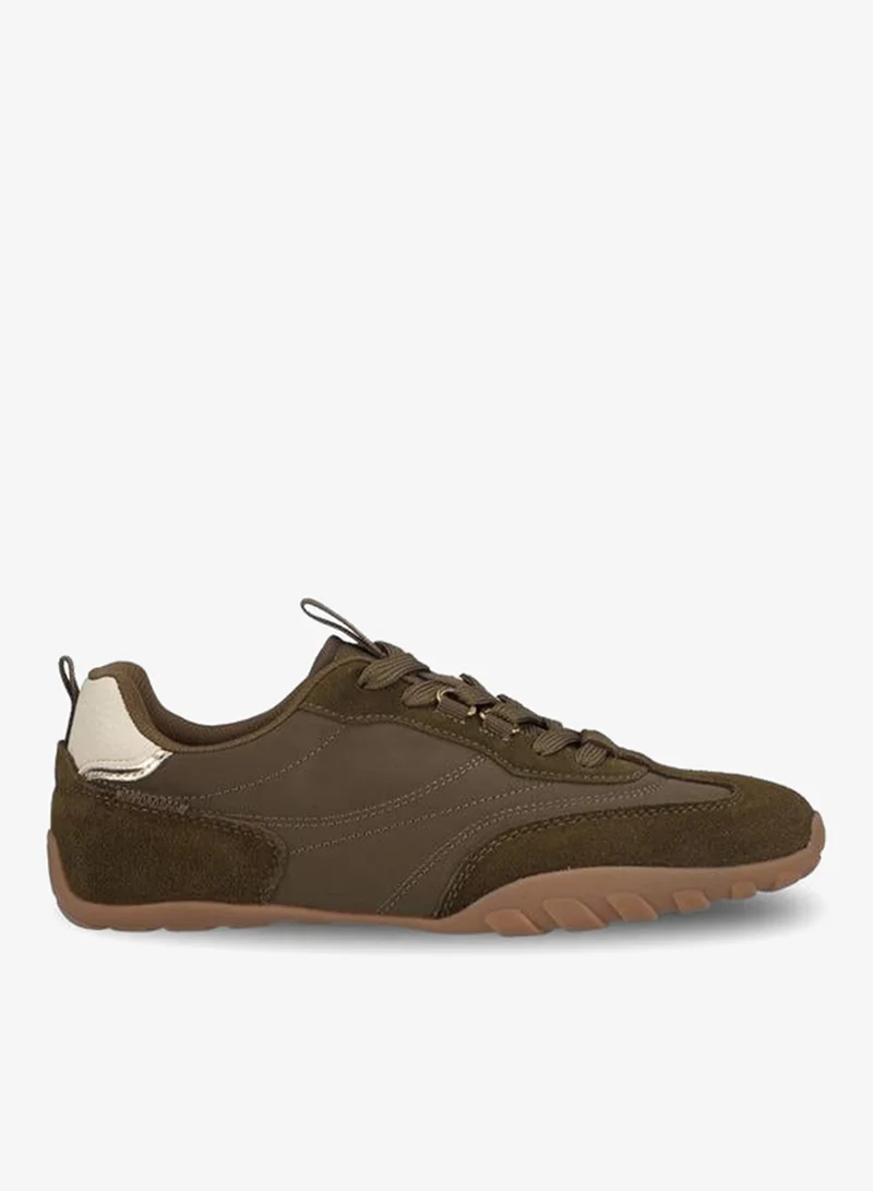 Celeste KHAKI Women Panelled Lace-Up Ankle Sneakers for Women | Best Price UAE