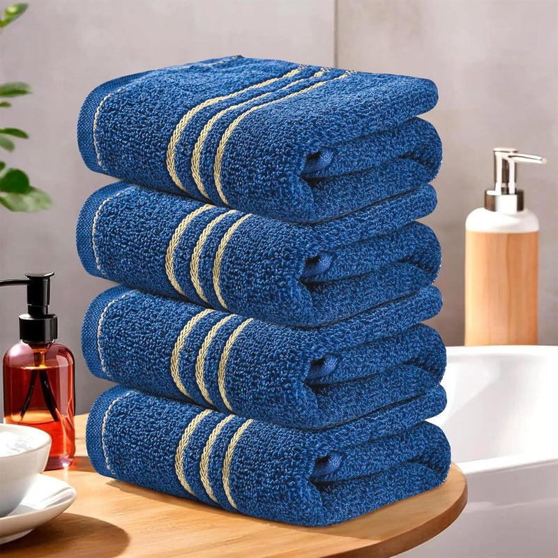 Kuber Industries Kuber Industries Pack of 4 Soft Cotton Face Towels For Men WomenLadies Easily Washable Pocket Towels Workout Gym Napkins For Men Dark Blue  - Image 1