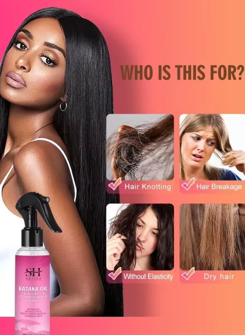 Sevich 100ml Batana Oil Leave in Conditioner Spray Natural 100% Raw Batana Oil Hair Leave in Conditioner Detangles Reduce Frizz Hair Deeply Moisturize and Strengthen Hair Leave in Conditioner - Image 5