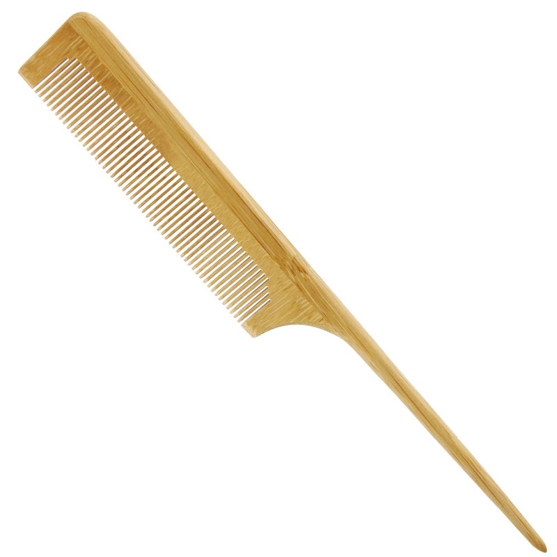 MRD Bamboo Rat Tail Comb with Fine Teeth for Teasing and Post Styling - Anti-Static Tool for Curly Hair for Women and Men - Image 1