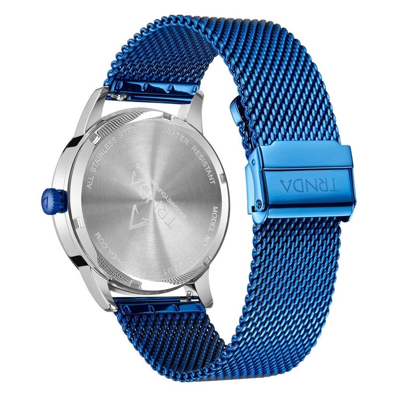 TRNDA STAINLESS STEEL MENS WATCH - TIMELESS BLUE MESH & GRADIENT DIAL FASHION STATEMENT - Image 4