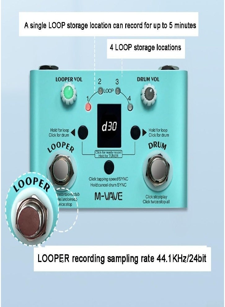 M-VAVE Guitar effects pedal, drum machine, vocal effects processor, instrument loop effects, adjustable vocal reverb effects - Image 4