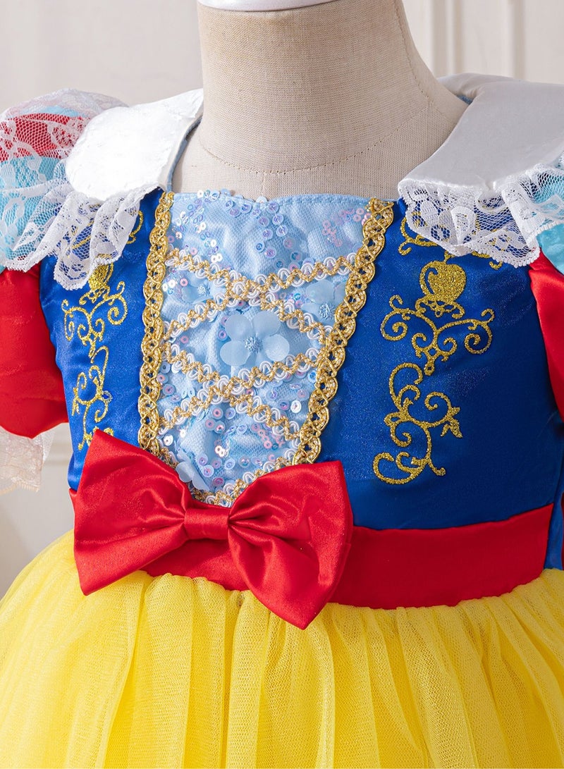 عام فساتين الفتيات في العروض المهرجانية هي فساتين من الشبكة المضغوطة. فساتين أطفال على نمط سنواء الثلج وهي مناسبة لللباس المخصص للمناسبات والاحتفالات. - Image 3