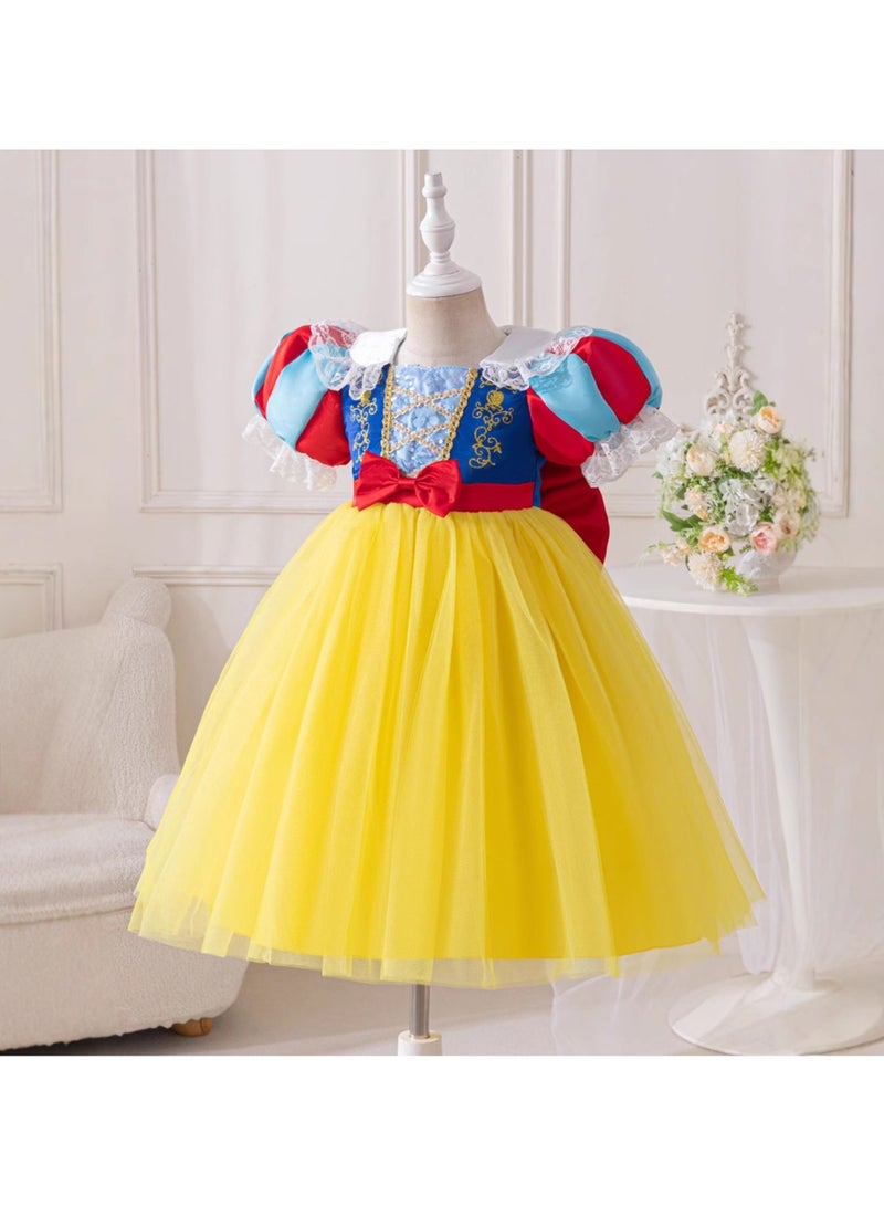 عام فساتين الفتيات في العروض المهرجانية هي فساتين من الشبكة المضغوطة. فساتين أطفال على نمط سنواء الثلج وهي مناسبة لللباس المخصص للمناسبات والاحتفالات. - Image 1