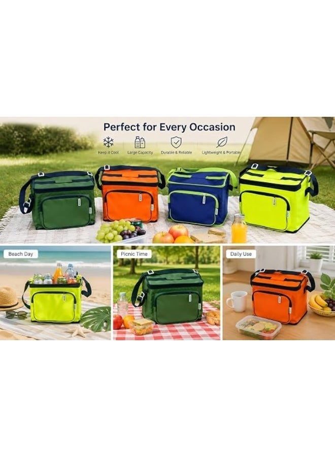 Large insulated cooler bag with a 17-liter capacity, thermal lunch bag with an adjustable shoulder strap, portable zippered food storage bag, foldable, ideal for picnics, camping, travel, beach, and shopping. Dimensions: 30 x 28 x 20 cm - Image 2