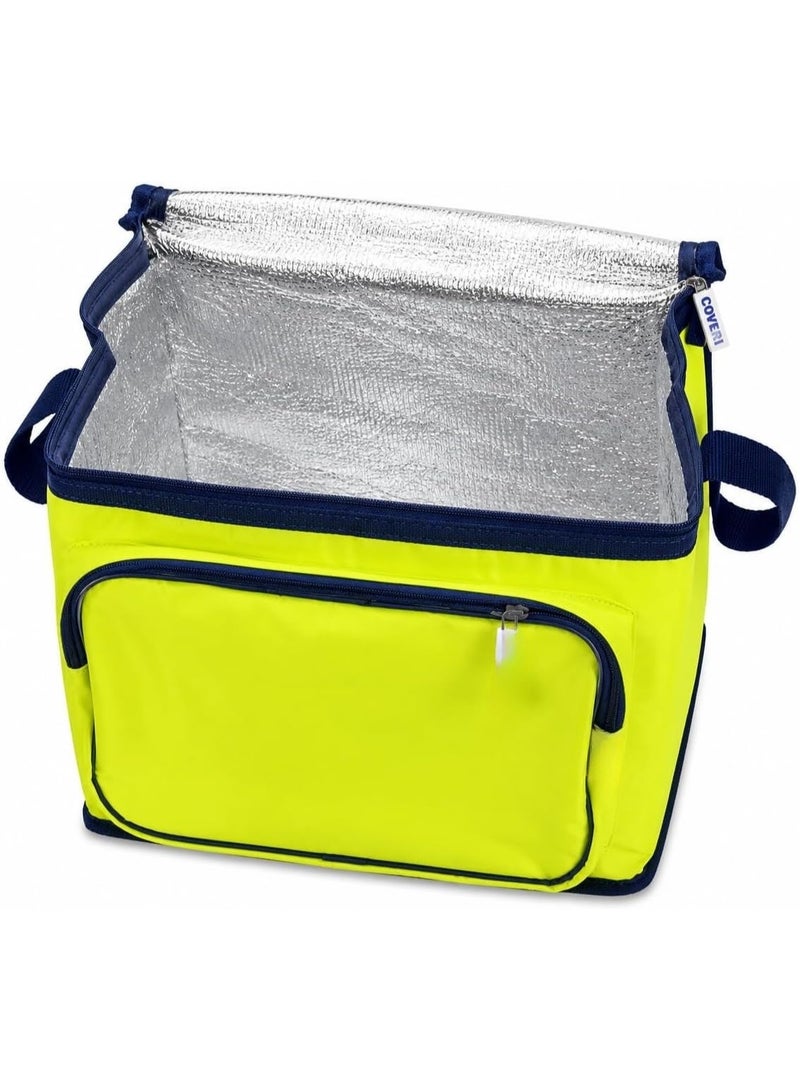 Large insulated cooler bag with a 17-liter capacity, thermal lunch bag with an adjustable shoulder strap, portable zippered food storage bag, foldable, ideal for picnics, camping, travel, beach, and shopping. Dimensions: 30 x 28 x 20 cm - Image 1