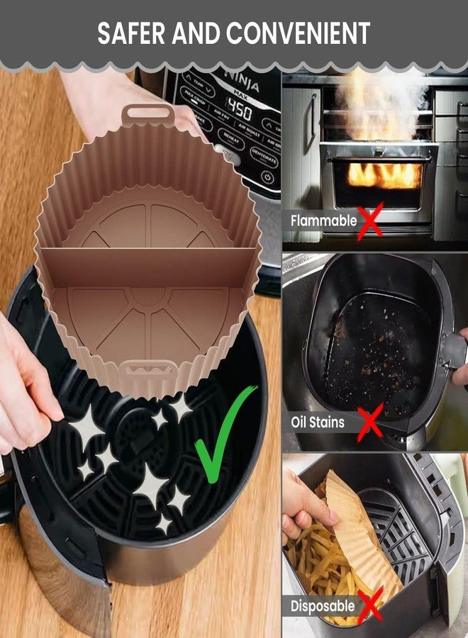 NEKIFACE 1 Pcs Round Reusable Non-Stick air Fryer Accessories Silicone Coating Pot Basket for Microwave Oven oil sprayer bottle and Oil brush And Spatula Set, 200 Millilitre and 1pcs Round Silicone Basket Baking Tray with Middle Partition, Multicolor - Image 5