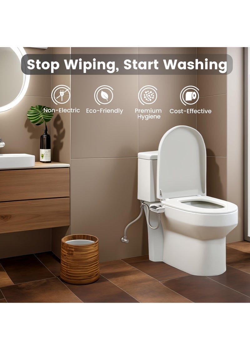 Excefore Bidet Attachment for Toilet, Ultra-Slim Self Cleaning Fresh Cold Water Sprayer Bidets for Existing Toilets Seat, Non-Electric Dual Retractable Nozzles Badays for Existing Toilets  - Image 2