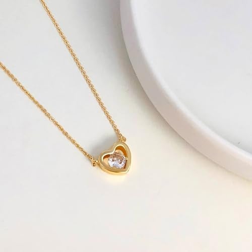 Zeffy Gold CZ Heart Necklace Tiny Cute Diamond Heart Choker Simple Dainty Gold Jewelry for Women Trendy Gifts - Image 2